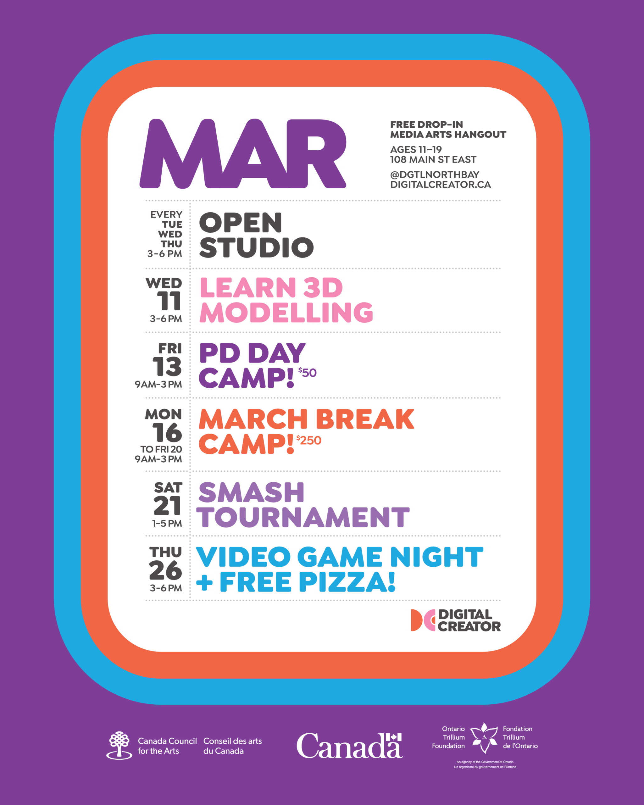 November Programing Calendar